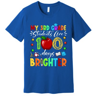 3rd Grade Teacher 100th Day Of School 100 Days Brighter Gift Premium T-Shirt