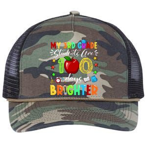 3rd Grade Teacher 100th Day Of School 100 Days Brighter Gift Retro Rope Trucker Hat Cap