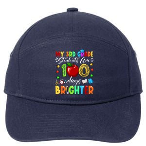 3rd Grade Teacher 100th Day Of School 100 Days Brighter Gift 7-Panel Snapback Hat