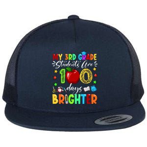 3rd Grade Teacher 100th Day Of School 100 Days Brighter Gift Flat Bill Trucker Hat