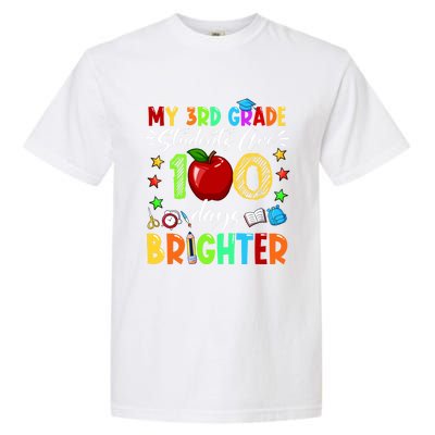 3rd Grade Teacher 100th Day Of School 100 Days Brighter Gift Garment-Dyed Heavyweight T-Shirt