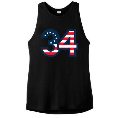 34 Guilty Trial Judge Usa Flag Ladies PosiCharge Tri-Blend Wicking Tank