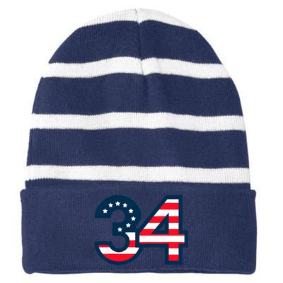 34 Guilty Trial Judge Usa Flag Striped Beanie with Solid Band