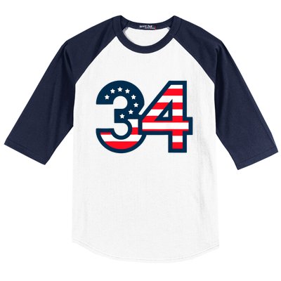 34 Guilty Trial Judge Usa Flag Baseball Sleeve Shirt