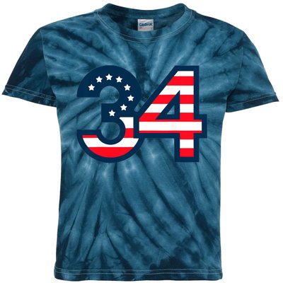 34 Guilty Trial Judge Usa Flag Kids Tie-Dye T-Shirt