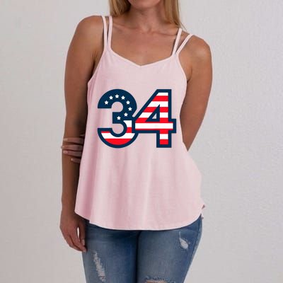 34 Guilty Trial Judge Usa Flag Women's Strappy Tank