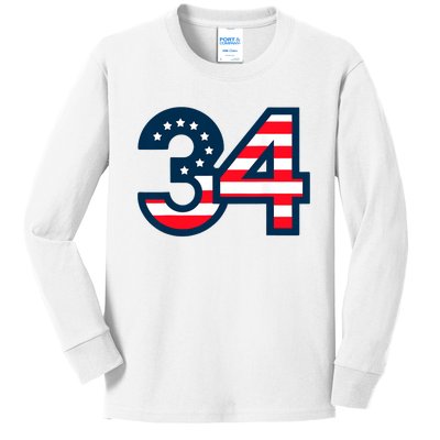 34 Guilty Trial Judge Usa Flag Kids Long Sleeve Shirt