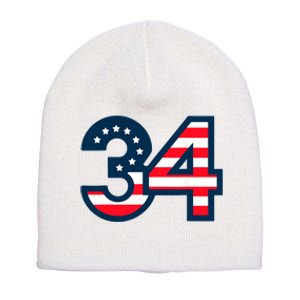 34 Guilty Trial Judge Usa Flag Short Acrylic Beanie