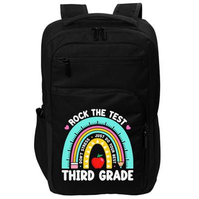 3rd Grade Teacher Rock The Test Day Third Grade Testing Day Impact Tech Backpack
