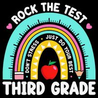 3rd Grade Teacher Rock The Test Day Third Grade Testing Day Drawstring Bag