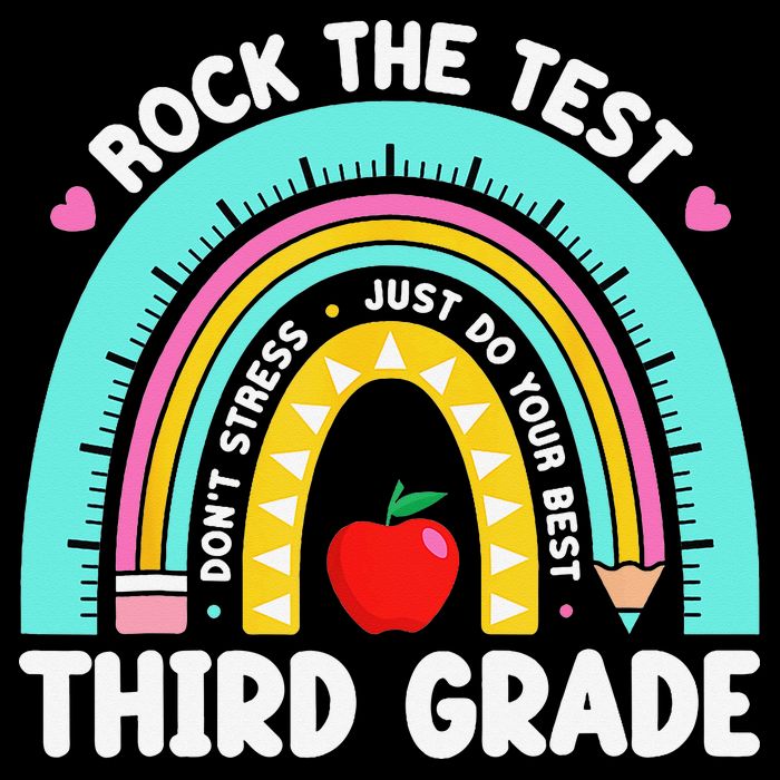 3rd Grade Teacher Rock The Test Day Third Grade Testing Day Drawstring Bag