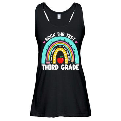 3rd Grade Teacher Rock The Test Day Third Grade Testing Day Ladies Essential Flowy Tank