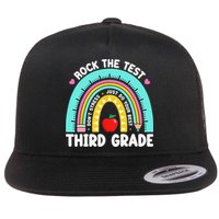 3rd Grade Teacher Rock The Test Day Third Grade Testing Day Flat Bill Trucker Hat