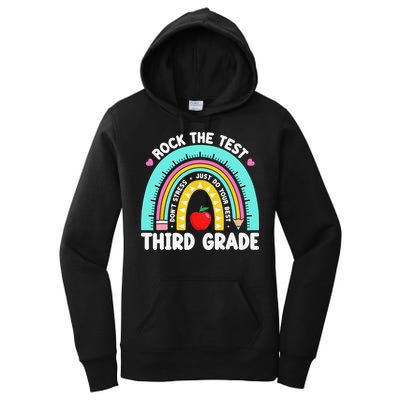 3rd Grade Teacher Rock The Test Day Third Grade Testing Day Women's Pullover Hoodie