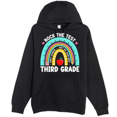 3rd Grade Teacher Rock The Test Day Third Grade Testing Day Premium Pullover Hoodie