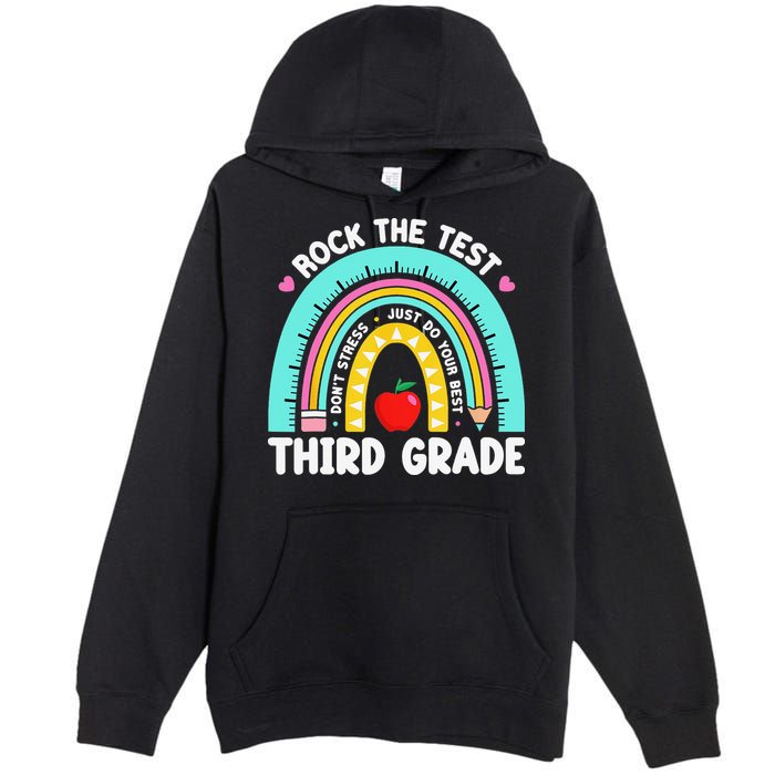 3rd Grade Teacher Rock The Test Day Third Grade Testing Day Premium Pullover Hoodie