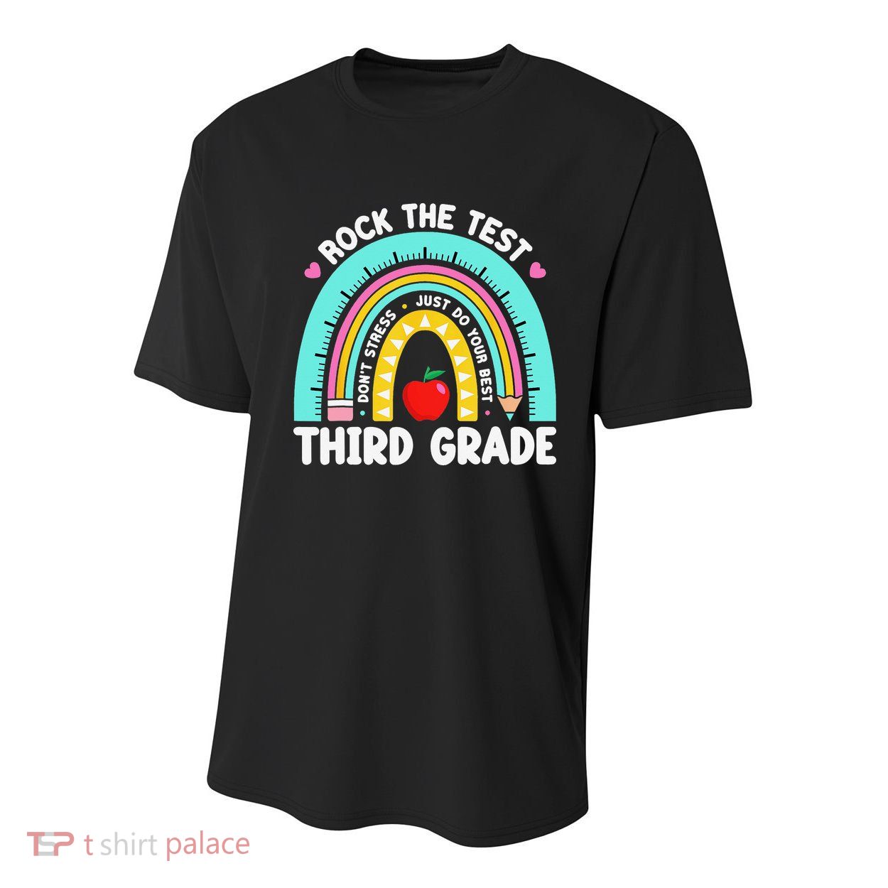 3rd Grade Teacher Rock The Test Day Third Grade Testing Day Youth Performance Sprint T-Shirt