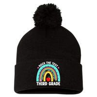 3rd Grade Teacher Rock The Test Day Third Grade Testing Day Pom Pom 12in Knit Beanie