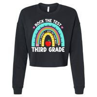 3rd Grade Teacher Rock The Test Day Third Grade Testing Day Cropped Pullover Crew
