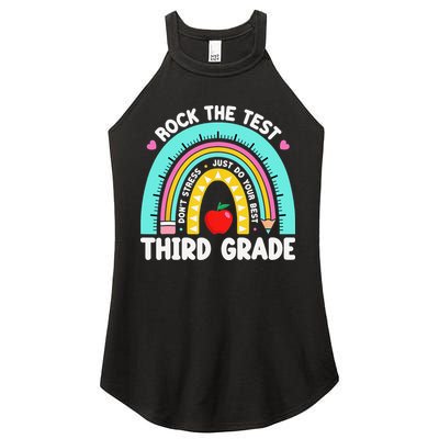 3rd Grade Teacher Rock The Test Day Third Grade Testing Day Women's Perfect Tri Rocker Tank