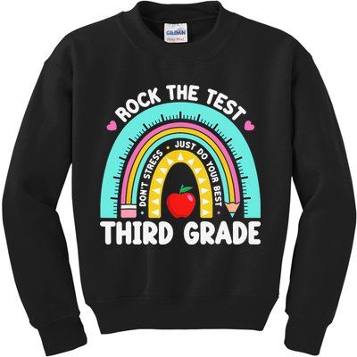 3rd Grade Teacher Rock The Test Day Third Grade Testing Day Kids Sweatshirt