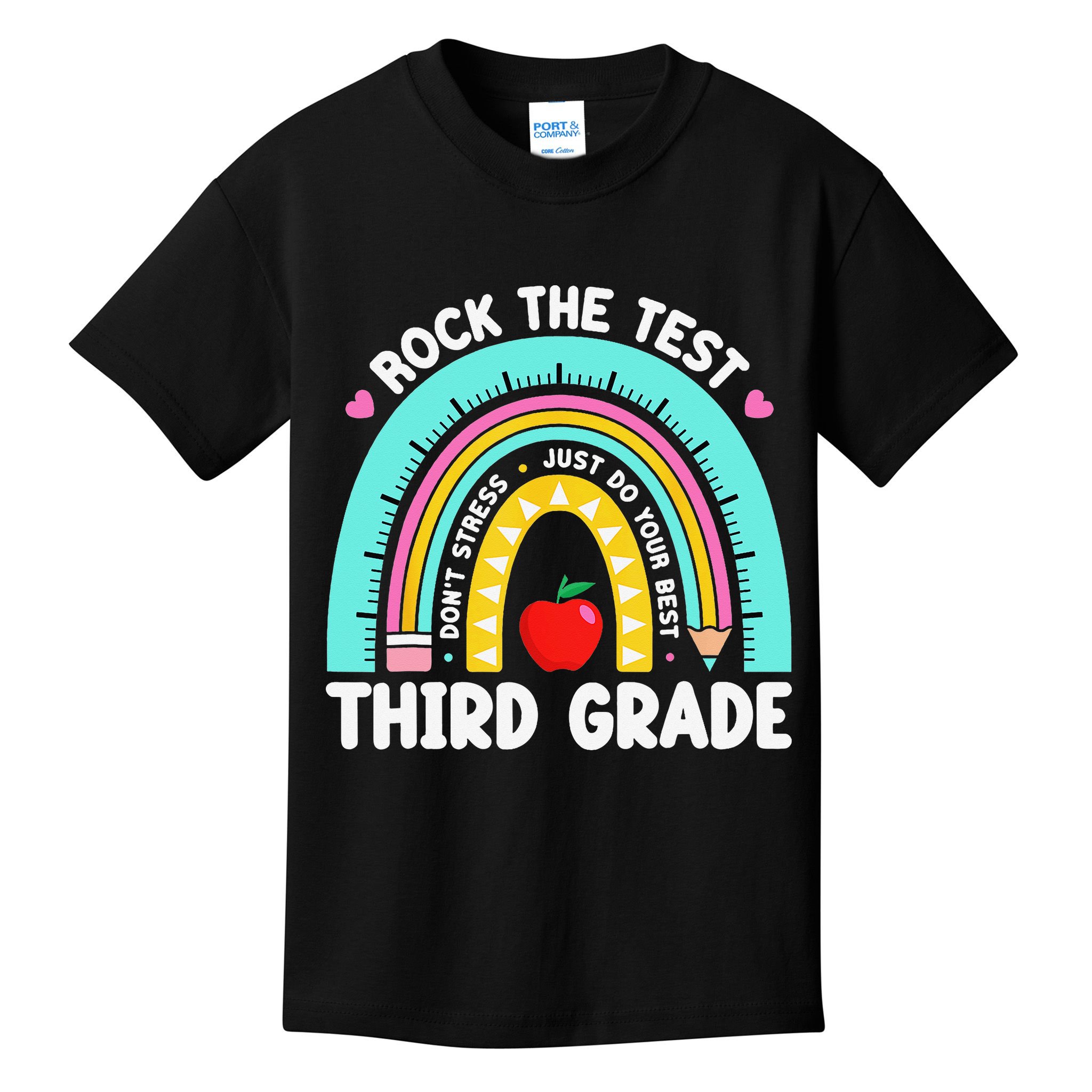 3rd Grade Teacher Rock The Test Day Third Grade Testing Day Kids T-Shirt