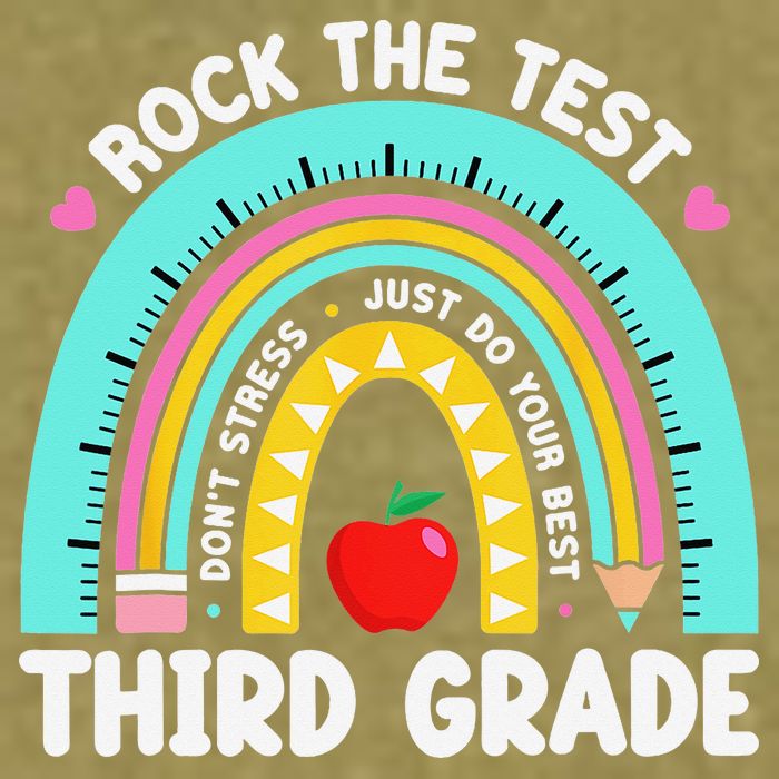3rd Grade Teacher Rock The Test Day Third Grade Testing Day Garment-Dyed Women's Muscle Tee