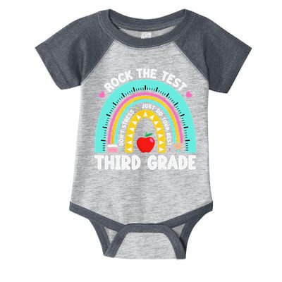 3rd Grade Teacher Rock The Test Day Third Grade Testing Day Infant Baby Jersey Bodysuit