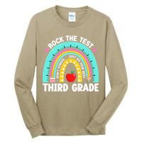 3rd Grade Teacher Rock The Test Day Third Grade Testing Day Tall Long Sleeve T-Shirt