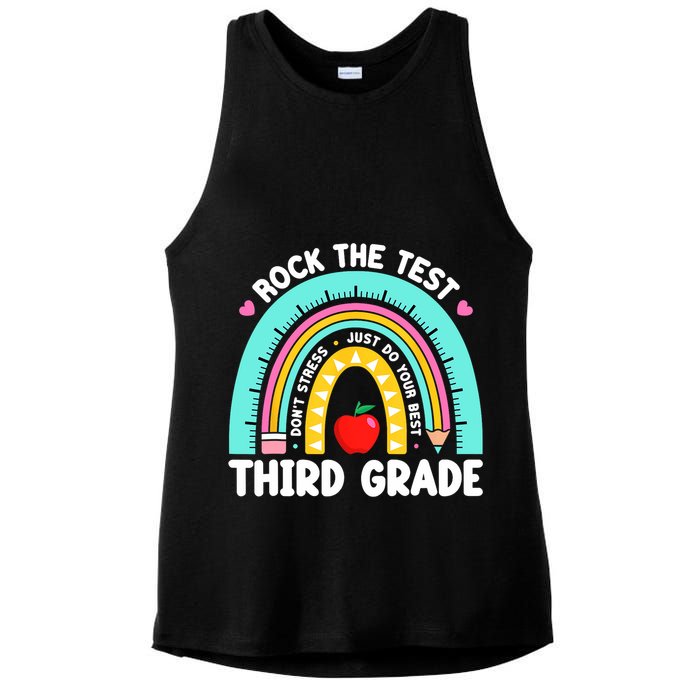 3rd Grade Teacher Rock The Test Day Third Grade Testing Day  Ladies PosiCharge Tri-Blend Wicking Tank