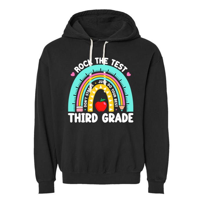 3rd Grade Teacher Rock The Test Day Third Grade Testing Day  Garment-Dyed Fleece Hoodie
