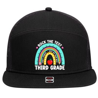 3rd Grade Teacher Rock The Test Day Third Grade Testing Day  7 Panel Mesh Trucker Snapback Hat