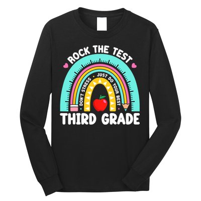 3rd Grade Teacher Rock The Test Day Third Grade Testing Day  Long Sleeve Shirt