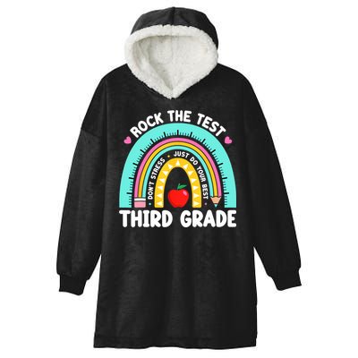 3rd Grade Teacher Rock The Test Day Third Grade Testing Day  Hooded Wearable Blanket