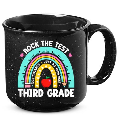 3rd Grade Teacher Rock The Test Day Third Grade Testing Day  15oz Campfire Ceramic Mug