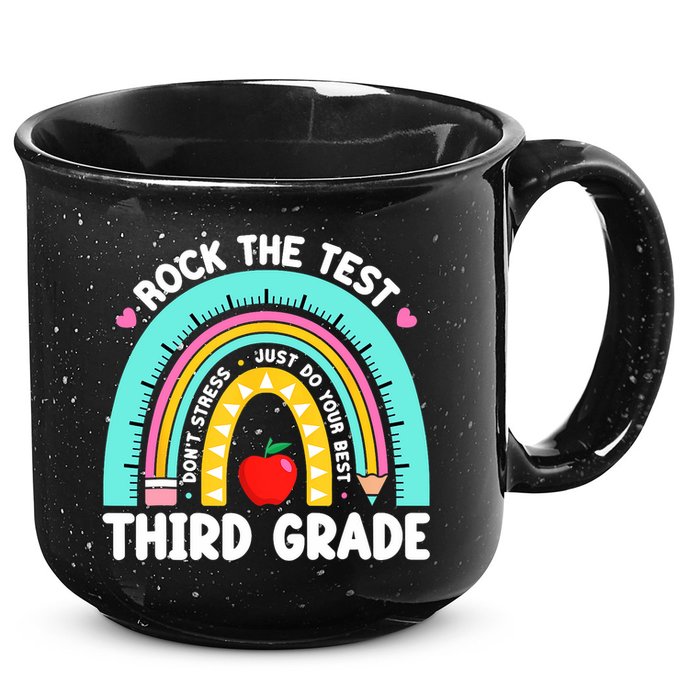 3rd Grade Teacher Rock The Test Day Third Grade Testing Day  15oz Campfire Ceramic Mug