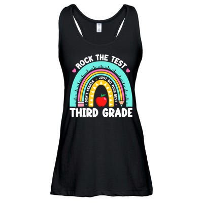 3rd Grade Teacher Rock The Test Day Third Grade Testing Day  Ladies Essential Flowy Tank