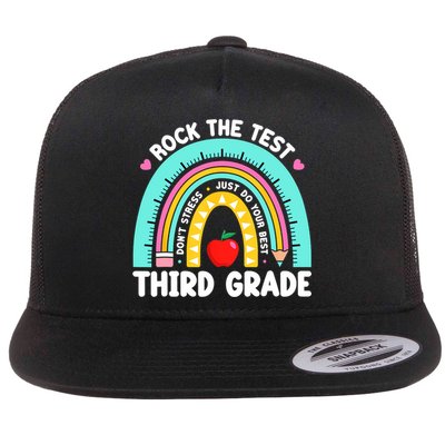 3rd Grade Teacher Rock The Test Day Third Grade Testing Day  Flatbill Hat
