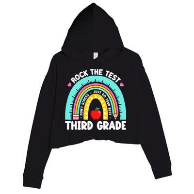 3rd Grade Teacher Rock The Test Day Third Grade Testing Day  Crop Fleece Hoodie