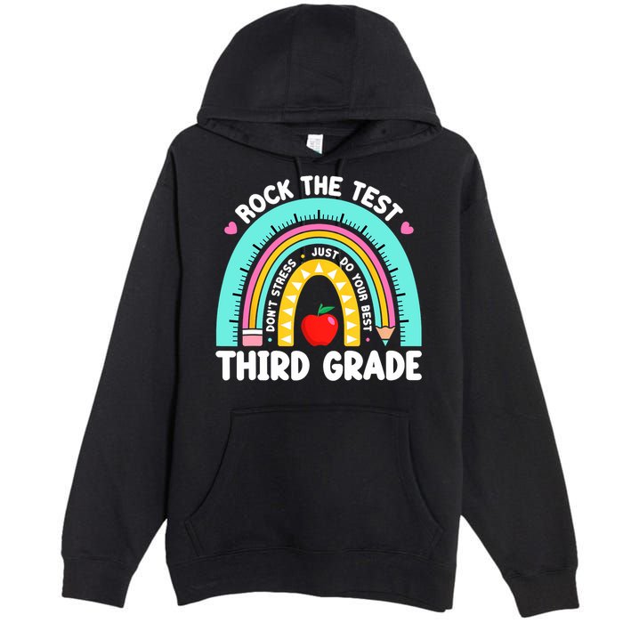 3rd Grade Teacher Rock The Test Day Third Grade Testing Day  Premium Pullover Hoodie