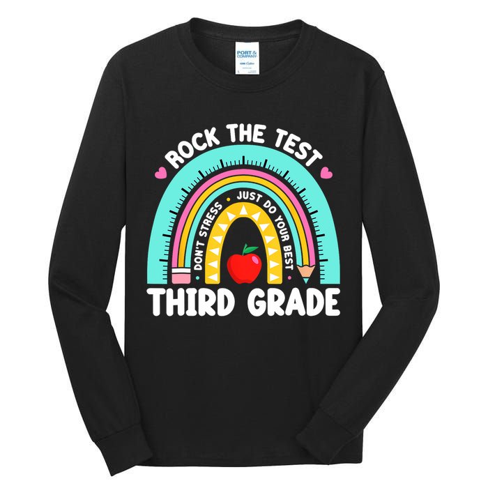 3rd Grade Teacher Rock The Test Day Third Grade Testing Day  Tall Long Sleeve T-Shirt