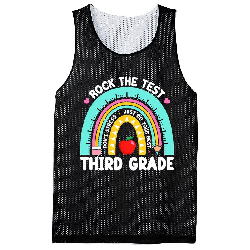3rd Grade Teacher Rock The Test Day Third Grade Testing Day  Mesh Reversible Basketball Jersey Tank