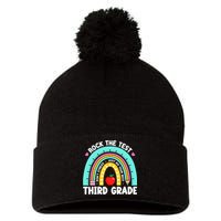 3rd Grade Teacher Rock The Test Day Third Grade Testing Day  Pom Pom 12in Knit Beanie
