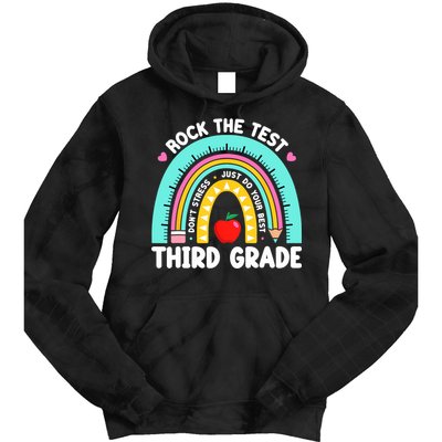 3rd Grade Teacher Rock The Test Day Third Grade Testing Day  Tie Dye Hoodie