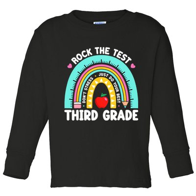 3rd Grade Teacher Rock The Test Day Third Grade Testing Day  Toddler Long Sleeve Shirt