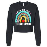 3rd Grade Teacher Rock The Test Day Third Grade Testing Day  Cropped Pullover Crew