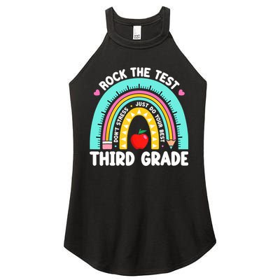 3rd Grade Teacher Rock The Test Day Third Grade Testing Day  Women's Perfect Tri Rocker Tank