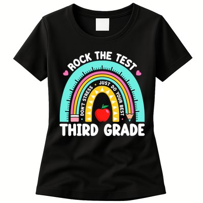 3rd Grade Teacher Rock The Test Day Third Grade Testing Day  Womens T-Shirt