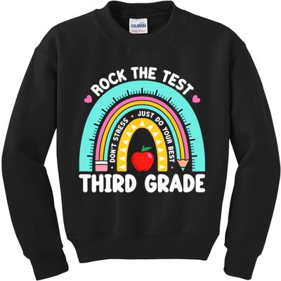 3rd Grade Teacher Rock The Test Day Third Grade Testing Day  Kids Sweatshirt
