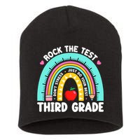 3rd Grade Teacher Rock The Test Day Third Grade Testing Day  Short Acrylic Beanie
